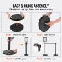 Crowd Control Stanchions, 6-Pack Crowd Control Barriers, Carbon Steel Baking Painted Stanchion Queue Post with Sign Holder & 3PC