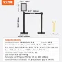 Crowd Control Stanchions, 6-Pack Crowd Control Barriers, Carbon Steel Baking Painted Stanchion Queue Post with Sign Holder & 3PC