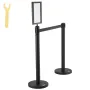 Crowd Control Stanchions, 6-Pack Crowd Control Barriers, Carbon Steel Baking Painted Stanchion Queue Post with Sign Holder & 3PC