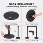 Crowd Control Stanchions, 6-Pack Crowd Control Barriers with 3PCS 6.5FT Black Retractable Belts, Plastic Stanchion Queue Post, B