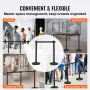 Crowd Control Stanchions, 6-Pack Crowd Control Barriers with 3PCS 6.5FT Black Retractable Belts, Plastic Stanchion Queue Post, B