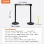 Crowd Control Stanchions, 6-Pack Crowd Control Barriers with 3PCS 6.5FT Black Retractable Belts, Plastic Stanchion Queue Post, B