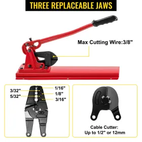 Bench Swager Tool 24" Wire Rope Swaging Tool with Crimper Cable Bolt Cutter Head Bench Crimper 1/16"-3/16" Aluminum/Copper "