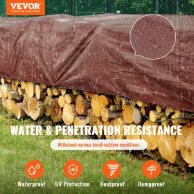 Tarp 609.6 x 1219.2 cm 0.41 mm Extra Thick, Waterproof Poly Plastic Tarps Cover, Multi-Purpose Outdoor Tarpaulin with Grommets &