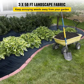 3FTx50FT Premium Weed Barrier Fabric Heavy Duty 5OZ, Woven Weed Control Fabric, High Permeability Good for Flower Bed, Geotextil