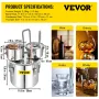 Still Distiller 5Gal 21L Stainless Steel Water Distiller Copper Tube with Circulating Pump Home Brewing Kit Build-in Thermometer
