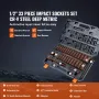1/2 "Drive Impact Socket Set, 33 stykker stikkontakt SAE 3/8"