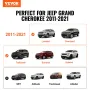 Roof Rack Cross Bars, Compatible with 2011-2021 Jeep Grand Cherokee with Grooved Side Rails, 90.72 kg Load Capacity, Aluminum Cr