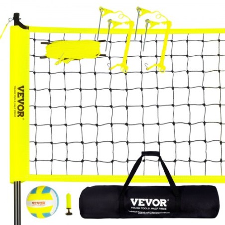 Udendørs bærbart volleyballnetsystem, justerbare højdestålstænger, professionelt volleyball sæt med PVC volleyball, pumpe,