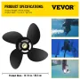 Outboard Propeller, Replace for OEM 3587522, 4-Blade 14 1/4\" x 19\"" Pitch Aluminium Boat Propeller, Compatible with Volvo Pent