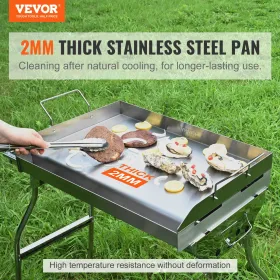Stove Top Griddle, 23.5"x16" Pre-Seasoned Stainless Steel Griddle, Rectangular Double Burner Griddle Pan, Non-Stick Family Pan