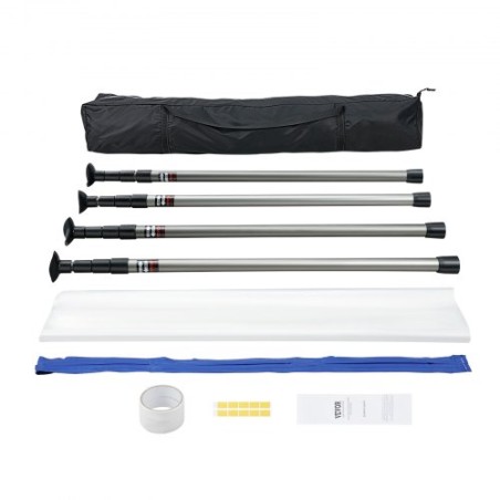 Dust Barrier Poles, 10 Ft Barrier Poles, Dust Barrier System with 4 Telescoping Poles, Magnetic Zipper, Carry Bag and