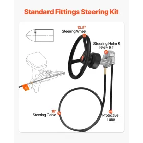 Påhængsmæssig styresystem 16 \'påhængsmæssig styringssæt 16 fods bådstyringskabel med 13 "hjulets holdbart marine styresystem"