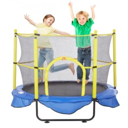 5FT Trampoline for Kids, 60" Indoor Outdoor Trampoline with Safety Enclosure Net, Basketball Hoop and Ocean Balls, Mini Toddler