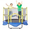 5ft trampolin til børn, 60 "indendørs udendørs trampolin med sikkerhedskabet, basketballbøjle og havkugler, mini -toddler