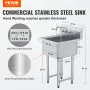 Rustfrit stål Prep & Utility Sink, 1 Rum fritstående lille vask