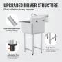 Rustfrit stål Prep & Utility Sink, 1 Rum fritstående lille vask