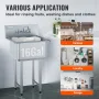 Rustfrit stål Prep & Utility Sink, 1 Rum fritstående lille vask