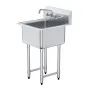 Stainless Steel Prep & Utility Sink, 1 Compartment Free Standing Small Sink Include Faucet & legs, 533.4 x 1041 mm Commercial Si
