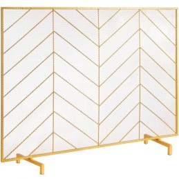 Fireplace Screen Single Panel, Sturdy Iron Mesh Fireplace Screen, 980(L) x758(H)MM Spark Guard Cover, Simple Installation, Free