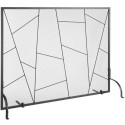 Pejsskærm Enkeltpanel, Robust Iron Mesh Pejsskærm, 906 (L) X720 (H) MM Spark Guard -dækning, enkel installation, gratis
