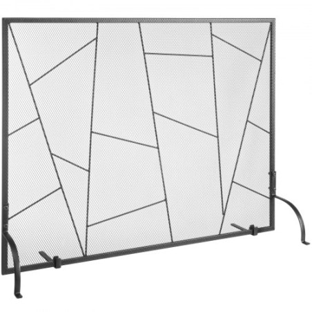 Pejsskærm Enkeltpanel, Robust Iron Mesh Pejsskærm, 906 (L) X720 (H) MM Spark Guard -dækning, enkel installation, gratis