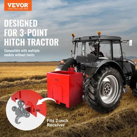 Ballast Box 3 Point Category 1 Tractor, 800lbs Capacity Hitch Ballast Box, for 2'' Hitch Receiver, Tractor Ballast Box with 5cu.