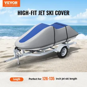 Jet Ski Cover, 3200-3420 mm trailerable vandtæt PWC-dækning, tunge 600d marine klasse PU Oxford stof, UV-resistent