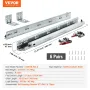 6 par på 533,4 mm skuffe Bund side Mount Rails, Heavy Duty Full Ball Bearing Extension Steel Track, Soft-close Sougiseless