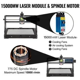 CNC 3018 PRO 15W CNC 3018 300ã—180ã - 45mm CNC Machine Grbl Control Mini Laser Graver med offline Controller 3 Axis Laser