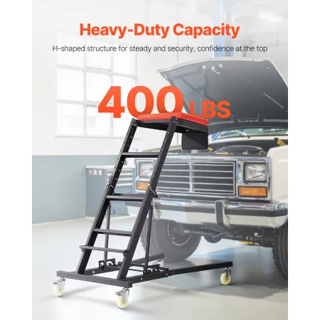 Automotive Top Creeper, Engine Creeper 42.5"-64.8", 400 LBS Capacity High Top Creeper, 4 Swivel Caster Wheels, Padded Deck, Cree