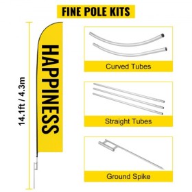 Advertising Flag Pole, 10 x Feather Flag Bundles with Ground Spike, 16 ft Windless Flag Pole Sets with Ground Mounting Stake,