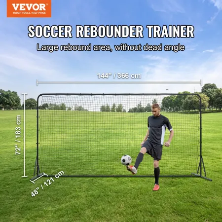 Soccer Rebounder Net, 12x6FT Iron Soccer Training Equipment, Sports Football Training Gift with Portable Bag, Volleyball Rebound