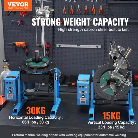 Rotary Welding Positioner 30KG, 0-90° Welding Positioning Turntable Table 1-12RPM 80W, with 12.4 Inch 3-Jaw Lathe Chuck & Weldin