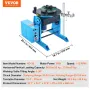 Rotary Welding Positioner 30KG, 0-90° Welding Positioning Turntable Table 1-12RPM 80W, with 12.4 Inch 3-Jaw Lathe Chuck & Weldin
