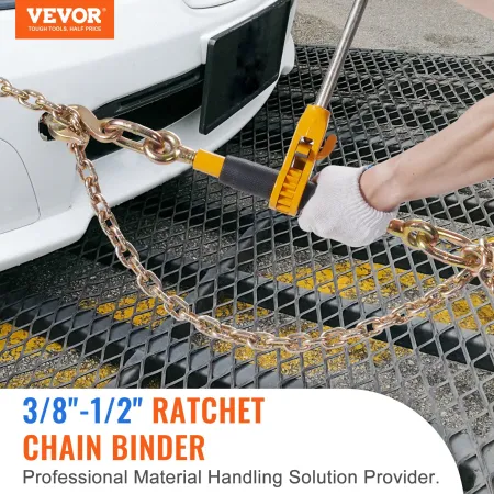 Ratchet Chain Binder, 3/8"-1/2" Heavy Duty Load Binders, with G80 Chains 12000 lbs Secure Load Limit, Labor-saving Anti-skid Han
