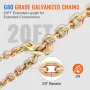 Ratchet Chain Binder, 3/8"-1/2" Heavy Duty Load Binders, with G80 Chains 12000 lbs Secure Load Limit, Labor-saving Anti-skid Han