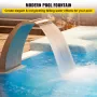 Pool Waterfall Fountain Stainless Steel Fountain 15.4\" x 7.9\"" x 1.5\"" Silver Pool Fountains for Ground Pools Garden Outdoor 