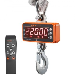 Digital Crane Scale, 2200 lbs/1000 kg, Industrial Heavy Duty Hanging Scale with Remote Control, Cast Aluminum Case & LED