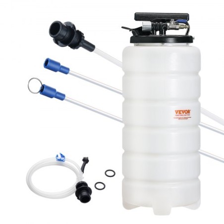 Fluid Extractor, 4 Gallons (15 Liters), Pneumatic/Manual Oil Changer Vacuum Fluid Extractor with Dipstick and Suction Hose, Oil