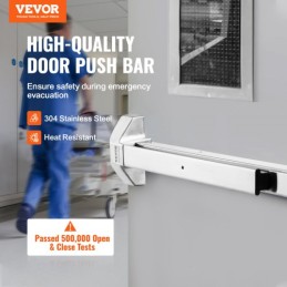 Push Bar Door Locks, Stainless Steel Panic Bars for Exit Doors, with Exterior Lever and 3 Keys, Push Bar Panic Exit Device Door