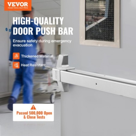 Push Bar Door Locks, Carbon Steel Panic Bars for Exit Doors, with Exterior Lever and 3 Keys, Push Bar Panic Exit Device Door