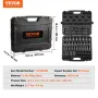 3/8" Drive Impact Socket Set, 90 Piece Socket Set SAE 1/4"-3/4" and Metric 6-19mm, 6 Point Cr-Mo Alloy Steel for Auto Repair, In