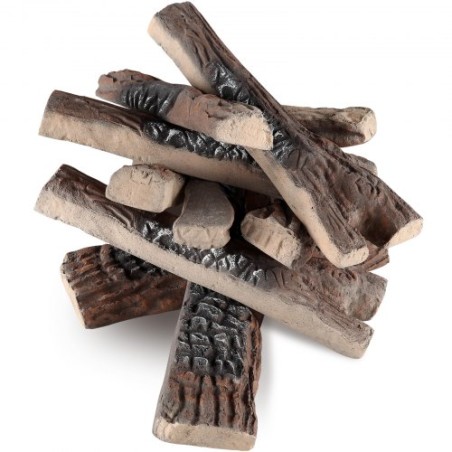 10 Pcs Gas Fireplace Logs, Large Ceramic Logs for Fireplace Decorative, Heat-Resistant Wood Log Gas Realistic Logs, Stackable