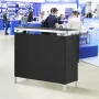 Portable Tradeshow Podium Table, 97,5 × 38,5 × 87 cm, Display Exhibition Counter Stand Booth Fair with Wall, Foldable Promotion 
