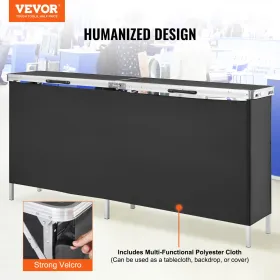 Portable Tradeshow Podium Table, 77.95" x 15.16" x 34.65", Display Exhibition Counter Stand Booth Fair with Wall, Foldable