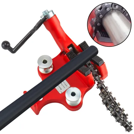Screw Bench Chain Vise 1/8 to 5-Inch Pipe Capacity, Heavy Duty Bench Chain Pipe Vise with Crank Handle, Neoprene-Coated Jaw, Cas