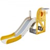 Toddler Slide, Kid Slide for Toddlers Age 1-12 w/ Climbable Ladders & Basketball Hoop & Storage Space, Indoor Outdoor Slide