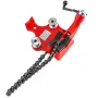 Screw Bench Chain Vise 1/8 to 5-Inch Pipe Capacity, Heavy Duty Bench Chain Pipe Vise with Crank Handle, Neoprene-Coated Jaw, Cas