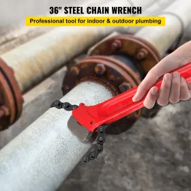 Chain Wrench Pipe 36inch,Heavy Duty Oil Filter Chain Wrench Capacity 4-1/2 to 7-1/2inch ,Chain Wrench 30inch (760 mm) Chain